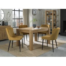 Turin Light Oak 4-6 Seater Table & 4 Cezanne Mustard Velvet Chairs - Black Legs