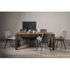 Turin Dark Oak 6-10 Seater Table & 8 Fontana Grey Velvet Chairs