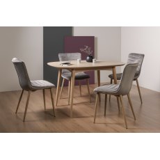 Dansk Scandi Oak 4 Seater Table & 4 Eriksen Grey Velvet Chairs