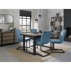 Tivoli Weathered Oak 4-6 Seater Table & 4 Lewis Petrol Blue Cantilever Chairs