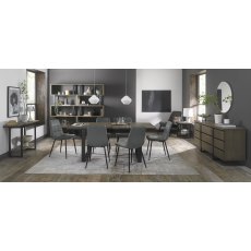 Tivoli Weathered Oak 6-8 Seater Table & 6 Mondrian Grey Velvet Chairs