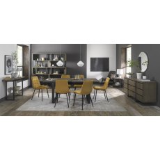 Tivoli Weathered Oak 6-8 Seater Table & 6 Mondrian Mustard Velvet Chairs