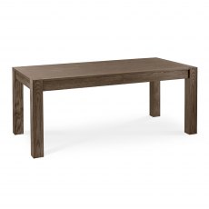 Turin Dark Oak 6-10 Seater Table & 6 Lewis Distressed Dark Grey Fabric Cantilever Chairs