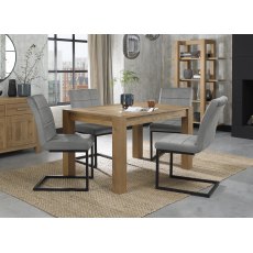 Turin Light Oak 4-6 Seater Dining Table & 4 Lewis Grey Velvet Cantilever Chairs with Sand Black Powder Coated Frame