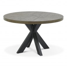 Ellipse Fumed Oak 4 Seater Dining Table & 4 Cezanne Dark Grey Faux Leather Chairs with Sand Black Powder Coated Legs