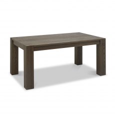 Logan Fumed Oak 6 Seater Dining Table & 6 Lewis Petrol Blue Velvet Fabric Chairs with Sand Black Powder Coated Frame