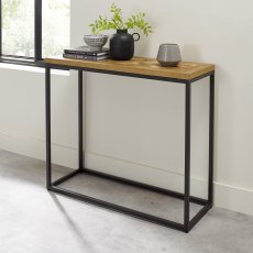 Indus Rustic Oak Narrow Console Table