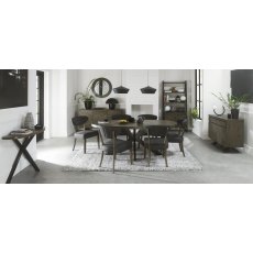 Ellipse Fumed Oak 6 Seater Table & 6 Ellipse Upholstered Chairs in Dark Grey Fabric