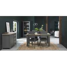 Oakham Dark Grey & Scandi 4-6 Seater Table & 4 Dark Grey Chairs in Dark Grey Bonded Leather