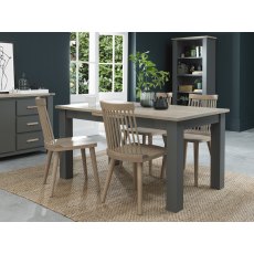 Oakham Dark Grey & Scandi 4-6 Seater Table & 4 Ilva Spindle Chairs in Scandi Oak
