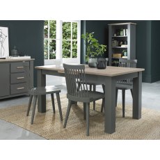 Oakham Dark Grey & Scandi 4-6 Seater Dining Table & 4 Ilva Spindle Chairs in Dark Grey