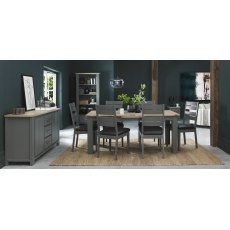 Oakham Dark Grey & Scandi 6-8 Seater Table & 6 Dark Grey Chairs in Dark Grey Bonded Leather