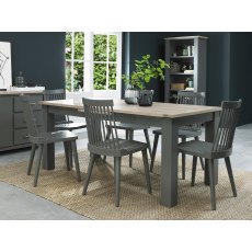 Oakham Dark Grey & Scandi 6-8 Seater Dining Table & 6 Ilva Spindle Chairs in Dark Grey