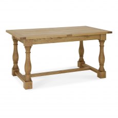Westbury Rustic Oak 4-6 Seater Dining Table & 4 Uph Chairs in Rustic Tan Faux Leather