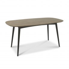 Vintage Weathered Oak 6 Seater Dining Table with Peppercorn Legs & 6 Vintage Peppercorn Upholstered Chairs in Dark Grey Fabric