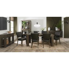 Logan Fumed Oak 6-8 Seater Table & 6 Logan Upholstered Chairs in Old West Vintage