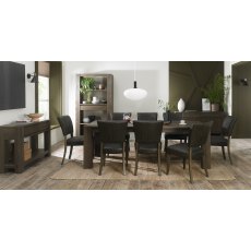 Logan Fumed Oak 6-8 Seater Table & 8 Logan Upholstered Chairs in Old West Vintage