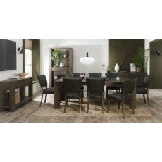 Logan Fumed Oak 6-8 Seater Dining Table & 8 Logan Fumed Oak Upholstered Chairs in Old West Vintage
