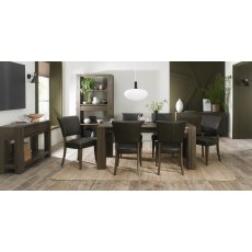 Logan Fumed Oak 6 Seater Table & 6 Logan Upholstered Chairs in Old West Vintage