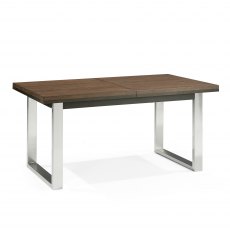 Tivoli Dark Oak 4-6 Seater Table & 4 Cantilever Chairs in Gun Metal Velvet