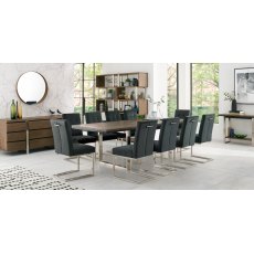 Tivoli Dark Oak 6-10 Seater Table & 10 Cantilever Chairs in Gun Metal Velvet