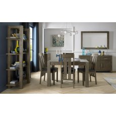 Turin Dark Oak 4-6 Seater Table & 4 Slat Back Chairs in Distressed Bonded Leather