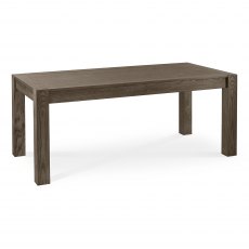 Turin Dark Oak 6-10 Seater Table & 6 Slat Back Chairs in Distressed Bonded Leather