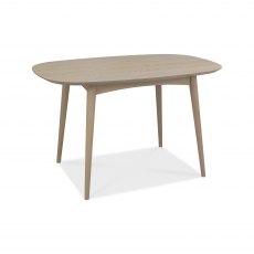 Dansk Scandi Oak 4 Seater Dining Table & 4 Dansk Scandi Oak Upholstered Chairs in Cold Steel Fabric