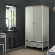 Whitby Scandi Oak & Soft Grey Double Wardrobe