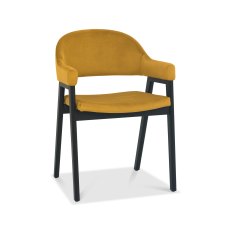 Camden Peppercorn Upholstered Arm Chair in Dark Mustard Velvet Fabric (Pair)