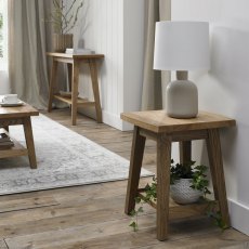 Camden Rustic Oak Lamp Table