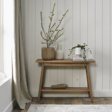 Camden Rustic Oak Console Table With Shelf