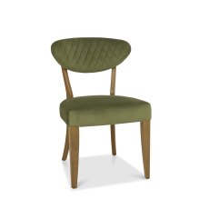 Ellipse Rustic Oak Upholstered Chair - Cedar Velvet Fabric (Pair)