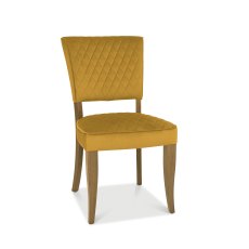 Logan Rustic Oak Upholstered Chair - Mustard Velvet Fabric (Pair)
