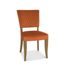Logan Rustic Oak Upholstered Chair - Rust Velvet Fabric (Pair)