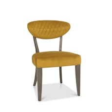 Ellipse Fumed Oak Upholstered Chair - Mustard Velvet Fabric (Pair)