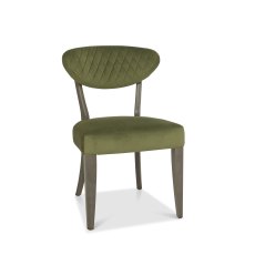 Ellipse Fumed Oak Upholstered Chair - Cedar Velvet Fabric (Pair)