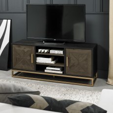 Athena Fumed Oak Entertainment Unit with Doors