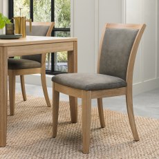 Chester Oak Upholstered Chair - Mocha Fabric (Pair)