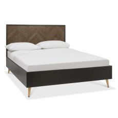 Sienna Fumed Oak & Peppercorn Panel Bedstead 135cm Double