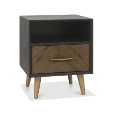 Sienna Fumed Oak & Peppercorn 1 Drawer Nightstand