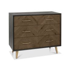 Sienna Fumed Oak & Peppercorn 3 Drawer Chest