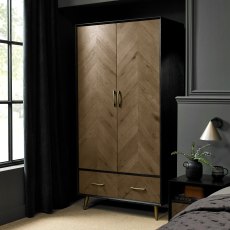 Sienna Fumed Oak & Peppercorn Double Wardrobe