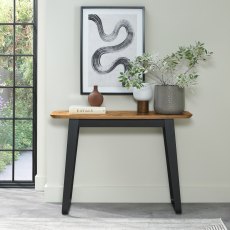 Emerson Rustic Oak & Peppercorn Console Table