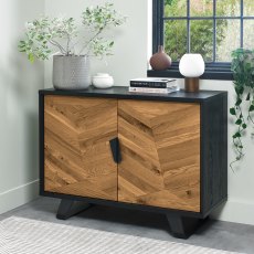 Emerson Rustic Oak & Peppercorn Narrow Sideboard