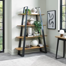 Emerson Rustic Oak & Peppercorn Open Display Unit