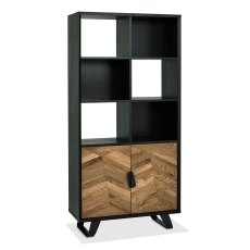 Emerson Rustic Oak & Peppercorn Display Cabinet