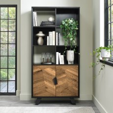 Emerson Rustic Oak & Peppercorn Display Cabinet