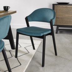 Camden Peppercorn Upholstered Chair in an Azure Velvet Fabric (Pair)