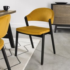 Camden Peppercorn Upholstered Chair in a Mustard Velvet Fabric (Pair)